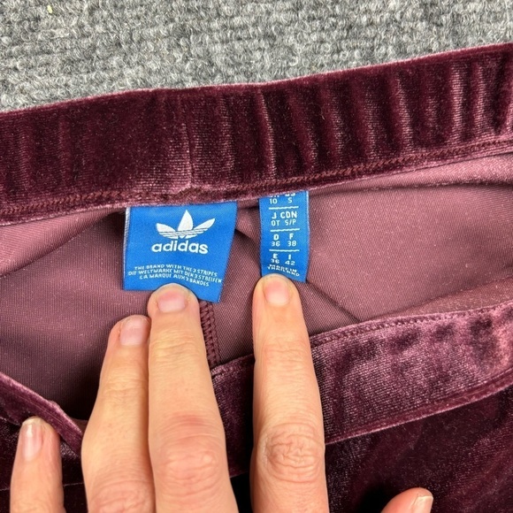 ADIDAS Women’s Maroon/Purple Velvet Vibes Leggings 3 stripes size: Small - Picture 5 of 8